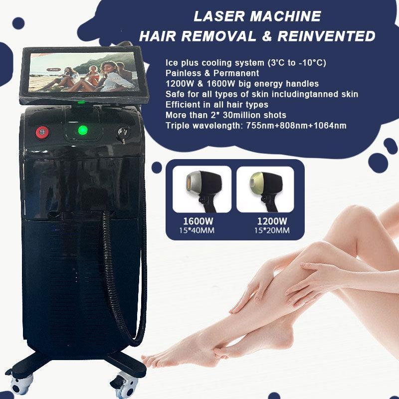 1600w 3d Triple laser diode 755 808 1064 Titanium Professional 3 Wavelength Diode Laser Hair Removal Machine Diode Laser - AOMIDY