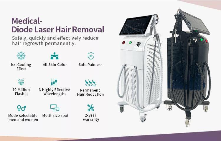 Beauty salon equipment painless 2000W Ice XL 808nm 3 waves 755 1064 808 diode laser hair removal machine - AOMIDY